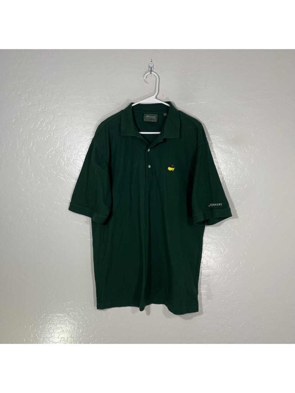 Masters Collection Polo Shirt Mens Large Green Solid Pima Cotton Golf Logo